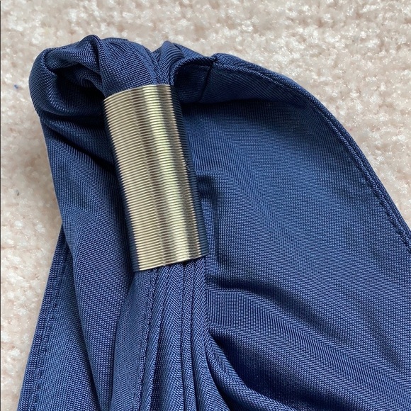 Navy Blue One Shoulder Fitted Dress - Picture 2 of 4